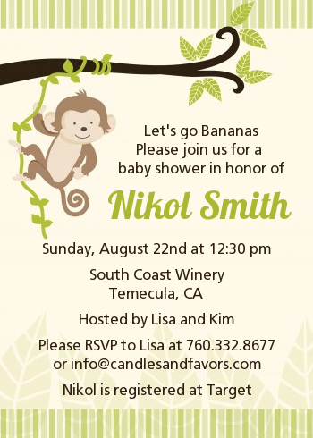 Monkey Neutral - Baby Shower Invitations