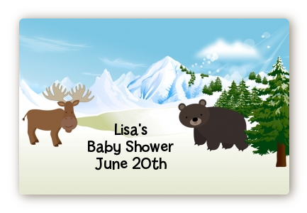 Moose and Bear - Baby Shower Landscape Sticker/Labels