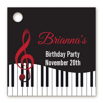 Musical Notes Black and White - Personalized Birthday Party Card Stock Favor Tags