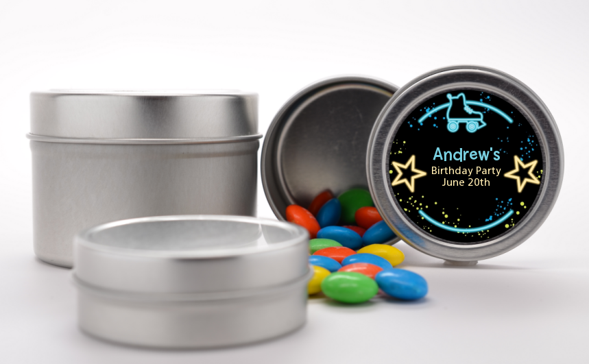  Neon Blue Glow In The Dark - Custom Birthday Party Favor Tins Option 1