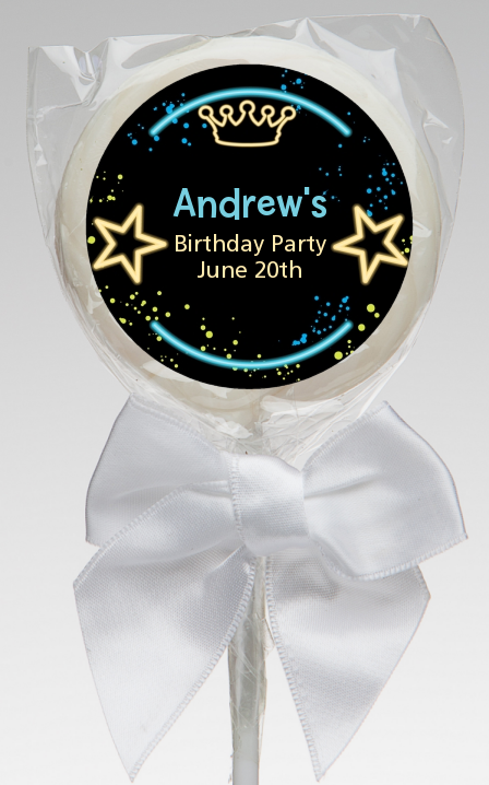  Neon Blue Glow In The Dark - Personalized Birthday Party Lollipop Favors Option 1