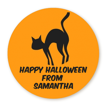  Neon Orange Halloween Theme - Round Personalized Halloween Sticker Labels Bats