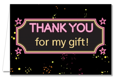 Neon Pink Glow In The Dark - Birthday Party Thank You Cards