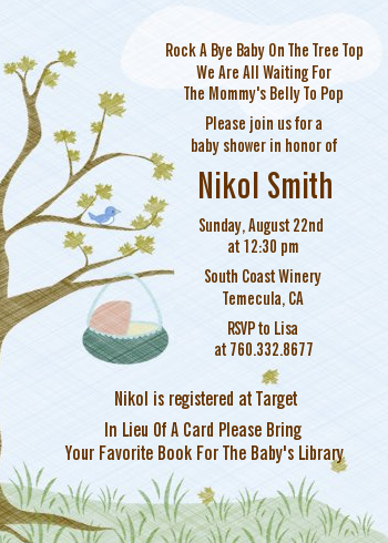 Nursery Rhyme - Rock a Bye Baby - Baby Shower Invitations