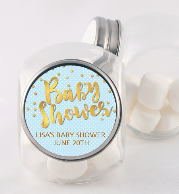  Oh Baby Shower Boy - Personalized Baby Shower Candy Jar Dots - Baby