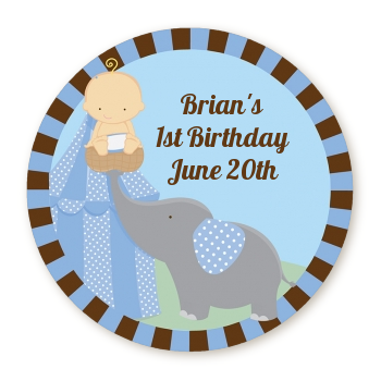  Our Little Boy Peanut's First - Round Personalized Birthday Party Sticker Labels 