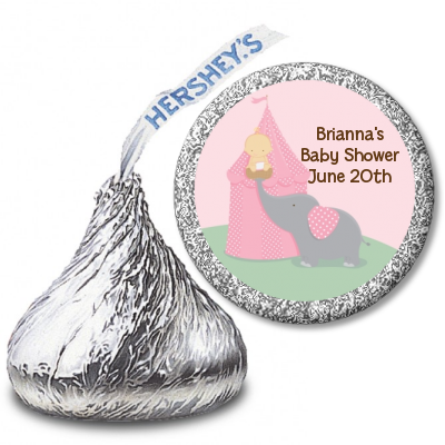 Our Little Peanut Girl - Hershey Kiss Baby Shower Sticker Labels