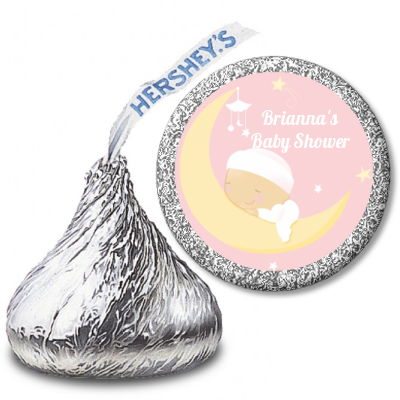 Over The Moon Girl - Hershey Kiss Baby Shower Sticker Labels