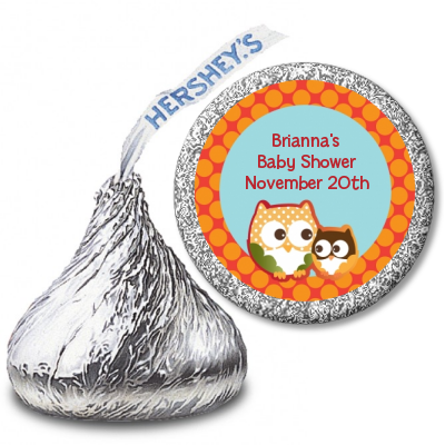 Owl - Fall Theme or Halloween - Hershey Kiss Baby Shower Sticker Labels