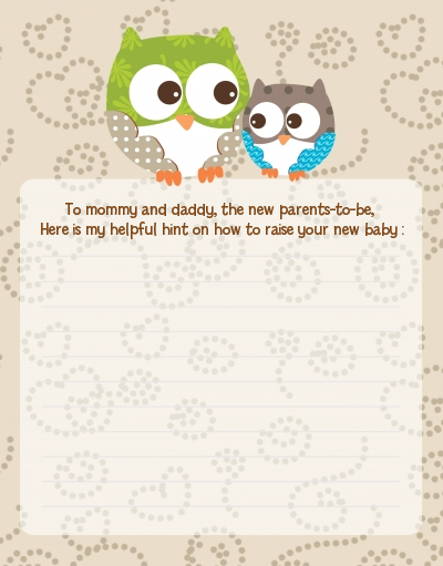 Owl - Look Whooo's Having A Baby - Baby Shower Notes of Advice