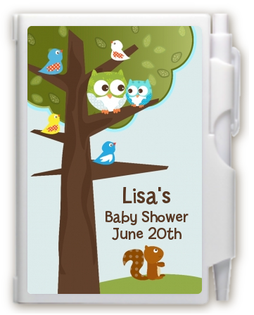Owl - Look Whooo's Having A Boy - Baby Shower Personalized Notebook Favor