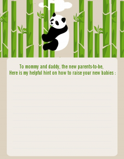 Panda - Baby Shower Notes of Advice