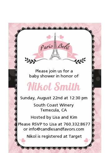 Paris BeBe - Baby Shower Petite Invitations