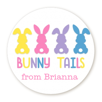  Pastel Bunny Tails - Round Personalized Easter Sticker Labels Green