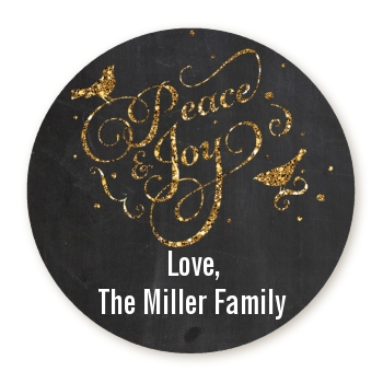  Peace and Joy - Round Personalized Christmas Sticker Labels 