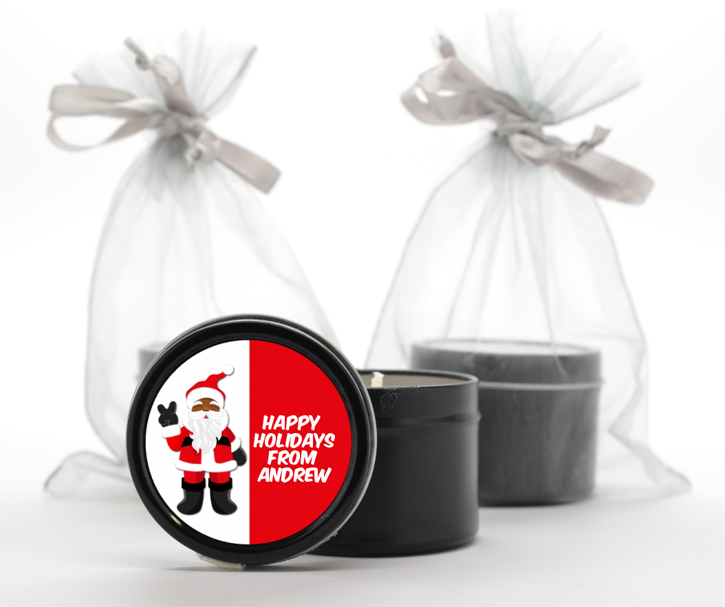  Peace Out Santa - Christmas Black Candle Tin Favors Option 1