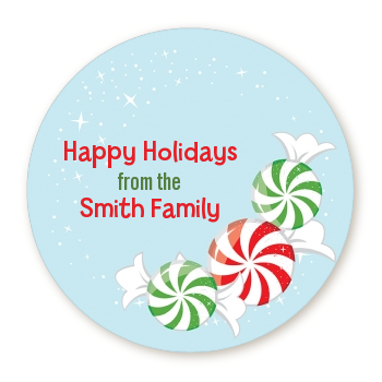  Peppermint Candy - Round Personalized Christmas Sticker Labels 