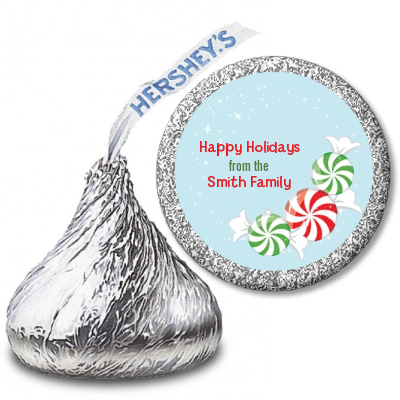 Peppermint Candy - Hershey Kiss Christmas Sticker Labels