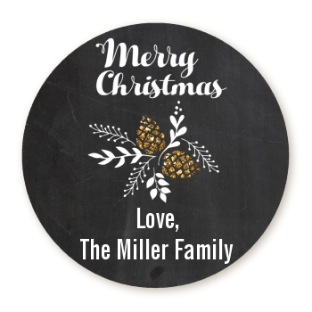  Pine Cones - Round Personalized Christmas Sticker Labels 