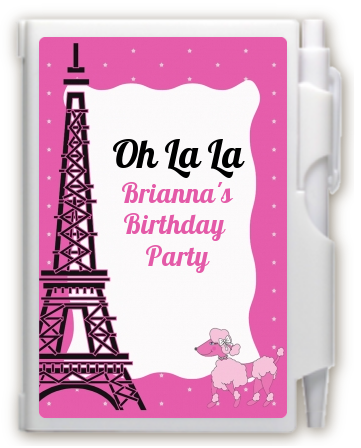 Pink Poodle in Paris - Baby Shower Personalized Notebook Favor