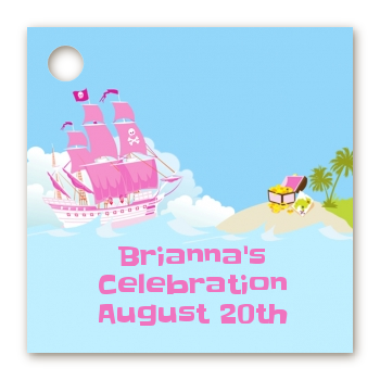 Pirate Ship Girl - Personalized Birthday Party Card Stock Favor Tags