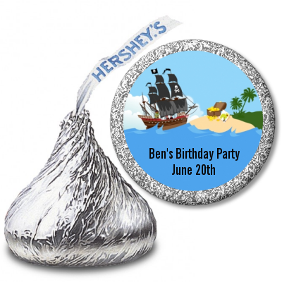 Pirate Ship - Hershey Kiss Birthday Party Sticker Labels