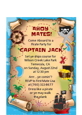 Pirate Treasure Map - Birthday Party Petite Invitations