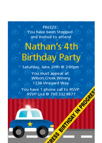 Police Car - Birthday Party Petite Invitations