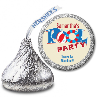 Poolside Pool Party - Hershey Kiss Birthday Party Sticker Labels