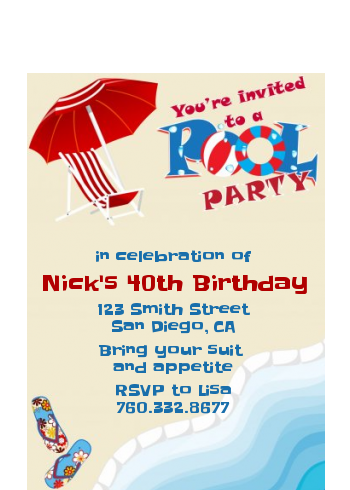 Poolside Pool Party - Birthday Party Petite Invitations