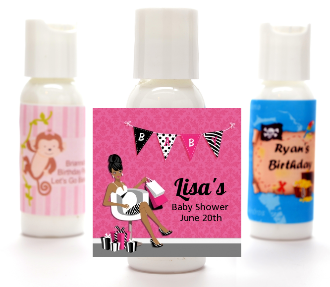  Posh Mom To Be - Personalized Baby Shower Lotion Favors Black Hair