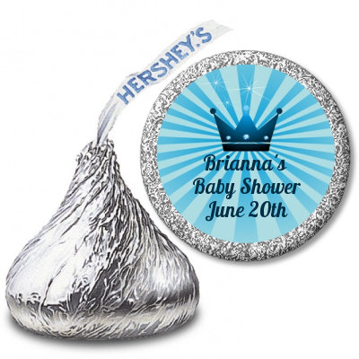  Prince Royal Crown - Hershey Kiss Baby Shower Sticker Labels Option 1