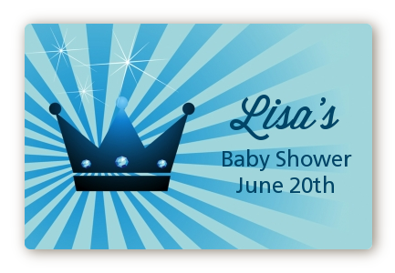  Prince Royal Crown - Baby Shower Landscape Sticker/Labels Blue Crown
