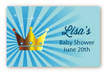  Prince Royal Crown - Baby Shower Landscape Sticker/Labels Blue Crown