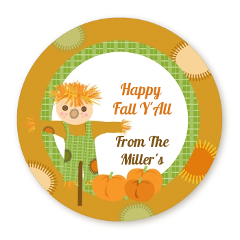  Pumpkin Patch Scarecrow Fall Theme - Round Personalized Halloween Sticker Labels 
