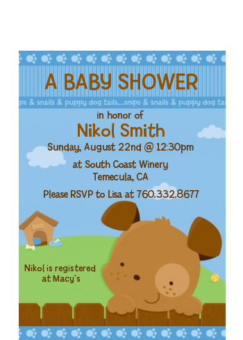 Puppy Dog Tails Boy - Baby Shower Petite Invitations