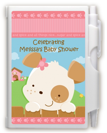 Puppy Dog Tails Girl - Baby Shower Personalized Notebook Favor