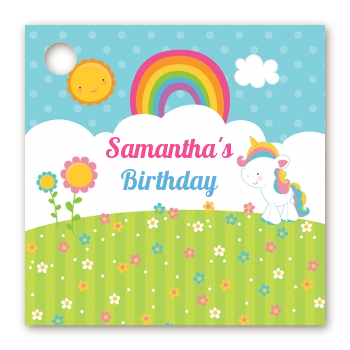 Rainbow Unicorn - Personalized Birthday Party Card Stock Favor Tags