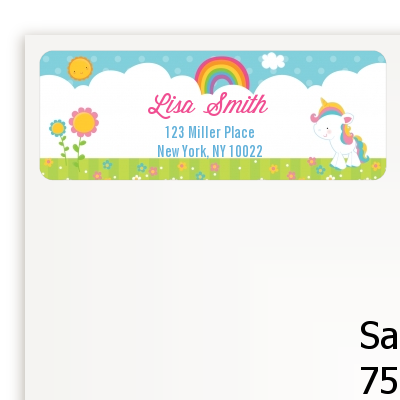 Rainbow Unicorn - Birthday Party Return Address Labels