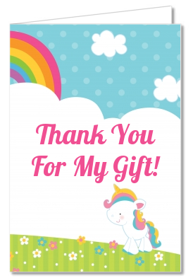 Green Unicorn Party Thank You Cards 