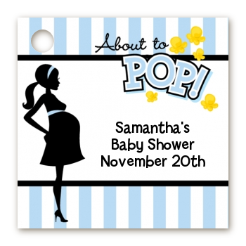  Ready To Pop Blue - Personalized Baby Shower Card Stock Favor Tags Option 1