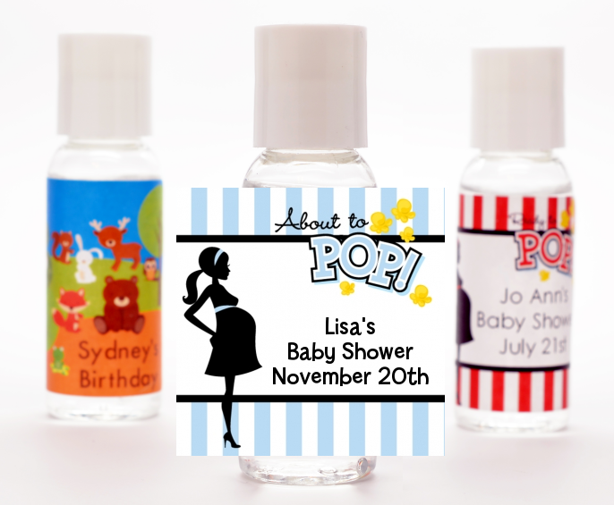  Ready To Pop Blue - Personalized Baby Shower Hand Sanitizers Favors Option 1