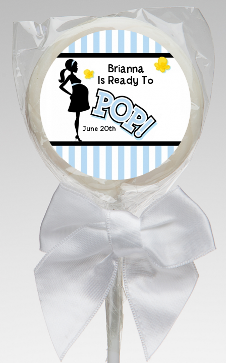  Ready To Pop Blue - Personalized Baby Shower Lollipop Favors Option 1