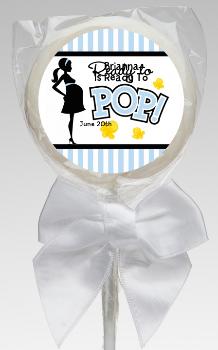  Ready To Pop Blue - Personalized Baby Shower Lollipop Favors Option 1