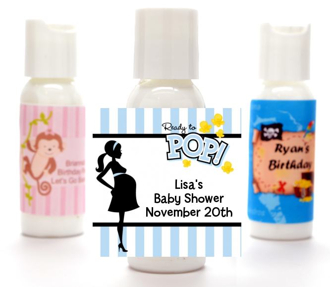  Ready To Pop Blue - Personalized Baby Shower Lotion Favors Option 1