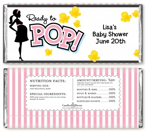  Ready To Pop Pink - Personalized Baby Shower Candy Bar Wrappers Pink 1