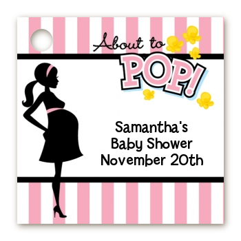  Ready To Pop Pink - Personalized Baby Shower Card Stock Favor Tags Option 1