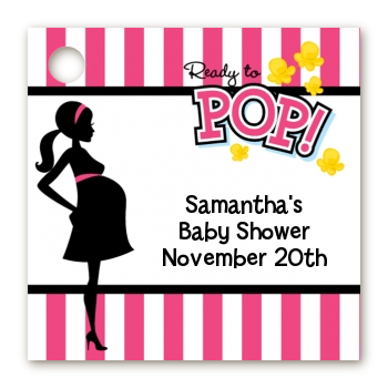  Ready To Pop Pink - Personalized Baby Shower Card Stock Favor Tags Option 1