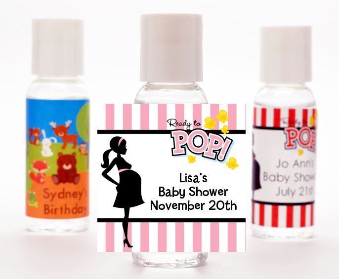  Ready To Pop Pink - Personalized Baby Shower Hand Sanitizers Favors Option 1