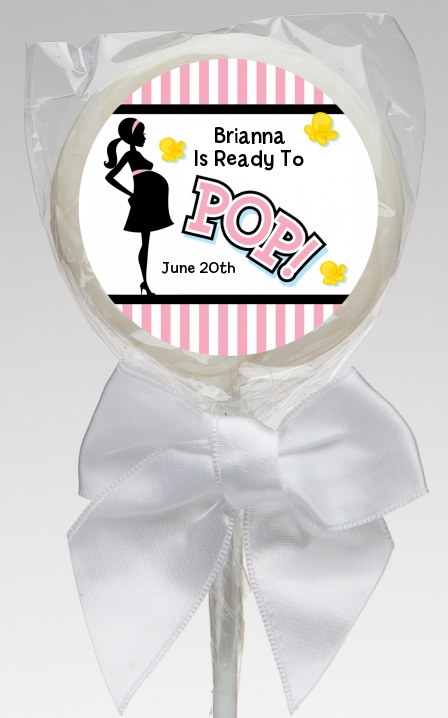  Ready To Pop Pink - Personalized Baby Shower Lollipop Favors Option 1